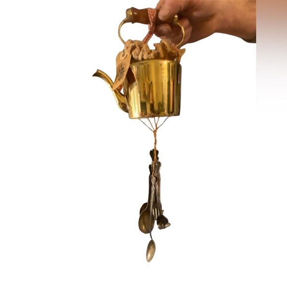 Other - Cooper t pot with windchimes made of silverware Vintage